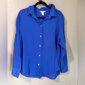 Royal blue crinkle blouse